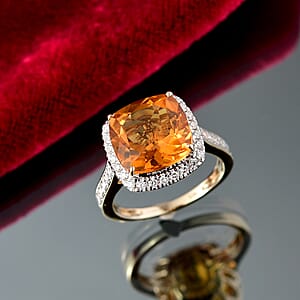 AAA Santa Ana Madeira Citrine and G-H SI Luxuriant Lab Grown Diamond 5.27 ctw Ring in 10K Yellow Gold (Size 8.0)