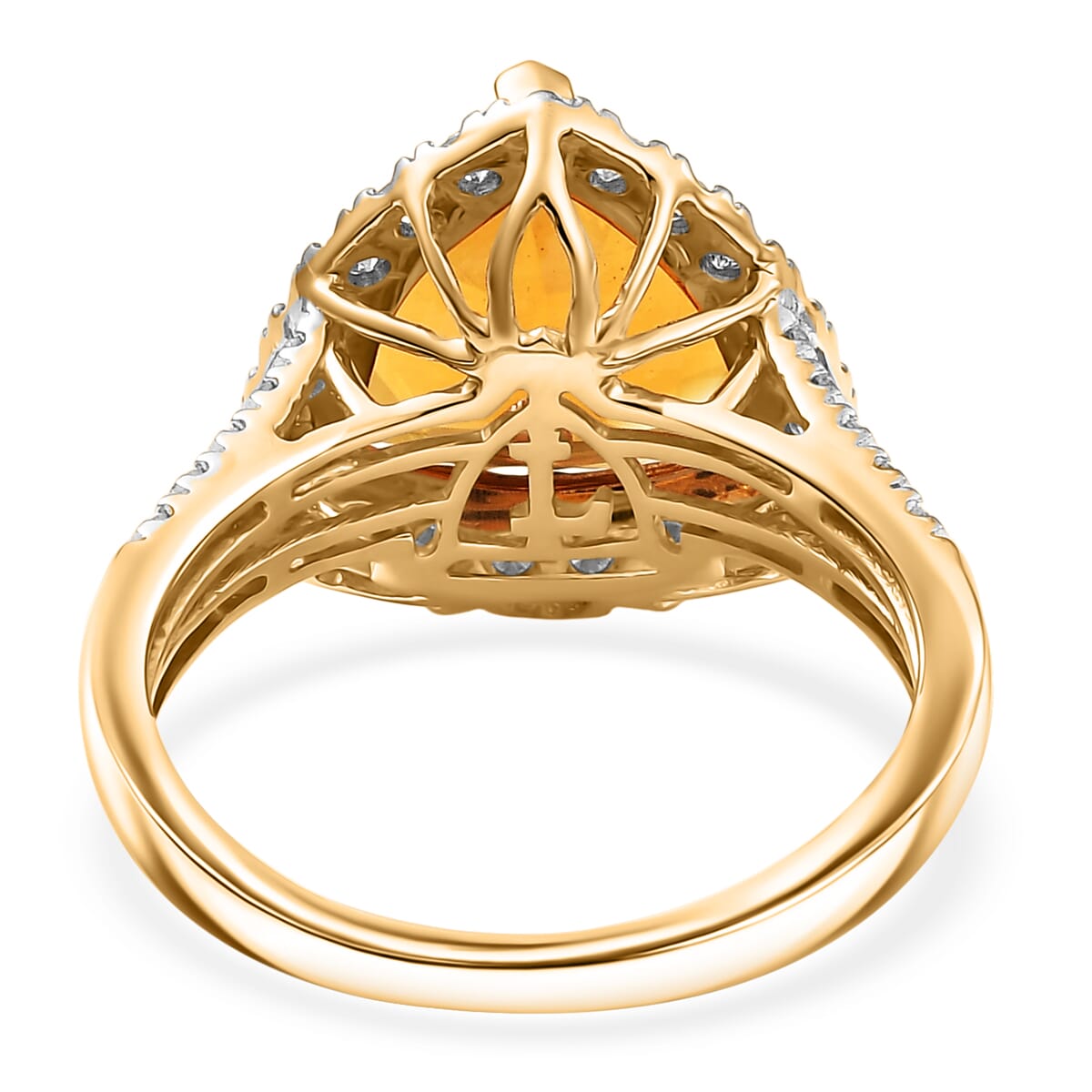 10K Yellow Gold AAA Santa Ana Mandarin Citrine, Luxuriant Lab Grown Diamond (G-H, SI) (0.83 cts) Ring (Size 10.0) 5.44 ctw image number 4