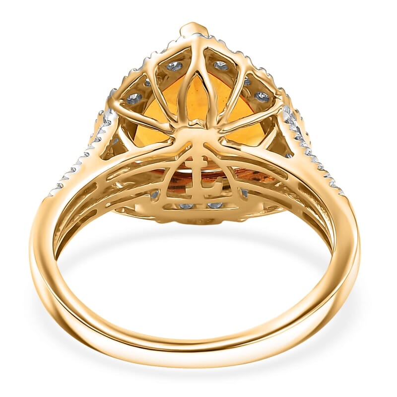 AAA  Mandarin Citrine and G-H SI Luxuriant Lab Grown Diamond 5.44 ctw Ring in 10K Yellow Gold (Size 10.0)