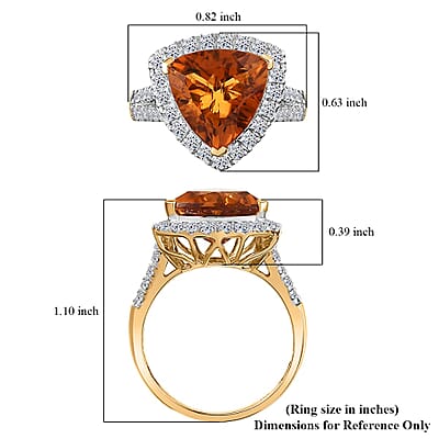 AAA  Mandarin Citrine and G-H SI Luxuriant Lab Grown Diamond 5.44 ctw Ring in 10K Yellow Gold (Size 10.0)