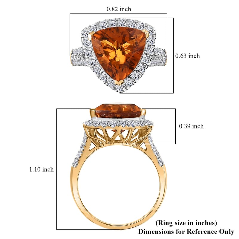 AAA  Mandarin Citrine and G-H SI Luxuriant Lab Grown Diamond 5.44 ctw Ring in 10K Yellow Gold (Size 10.0)