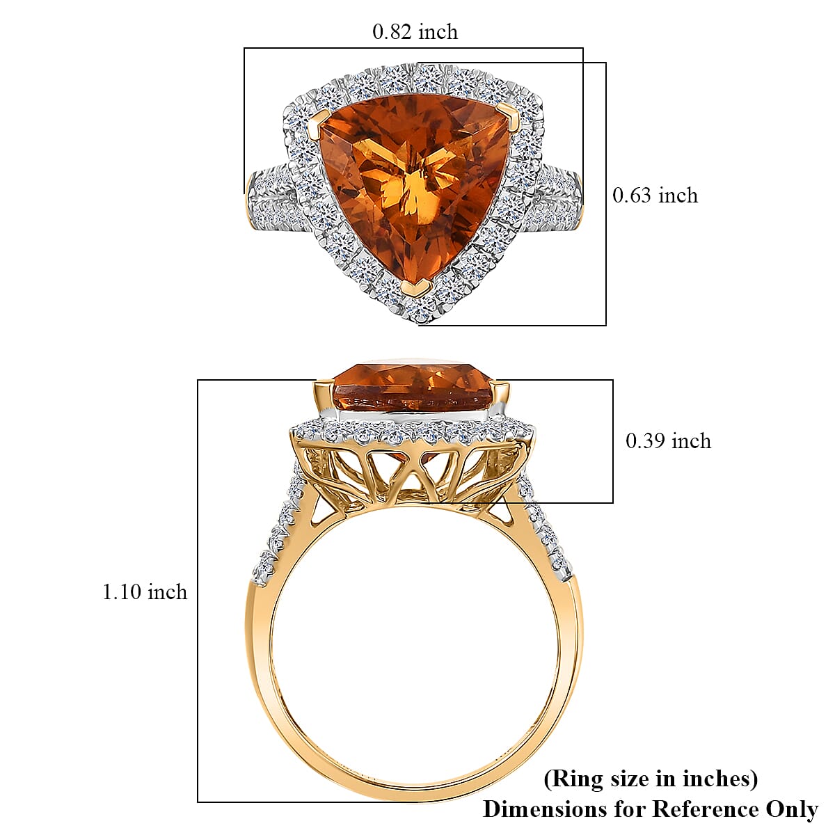 AAA Santa Ana Mandarin Citrine and G-H SI Luxuriant Lab Grown Diamond 5.44 ctw Ring in 10K Yellow Gold (Size 7.0) image number 5