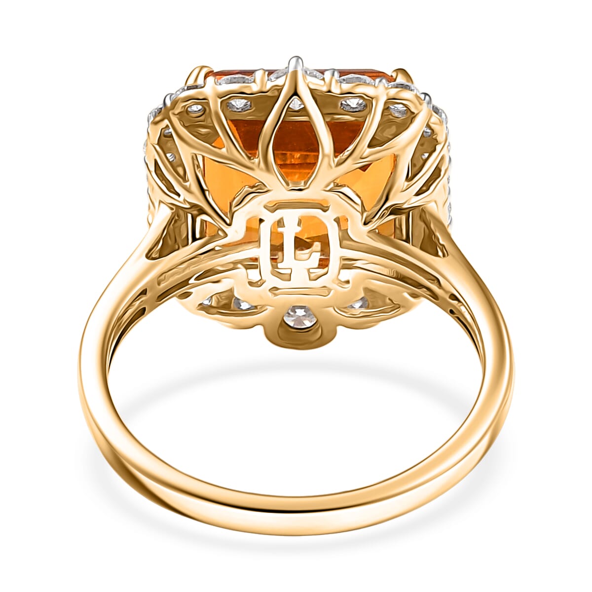 AAA Asscher Cut Santa Ana Madeira Citrine and G-H SI Luxuriant Lab Grown Diamond 8.45 ctw Ring in 10K Yellow Gold (Size 10.0) image number 4