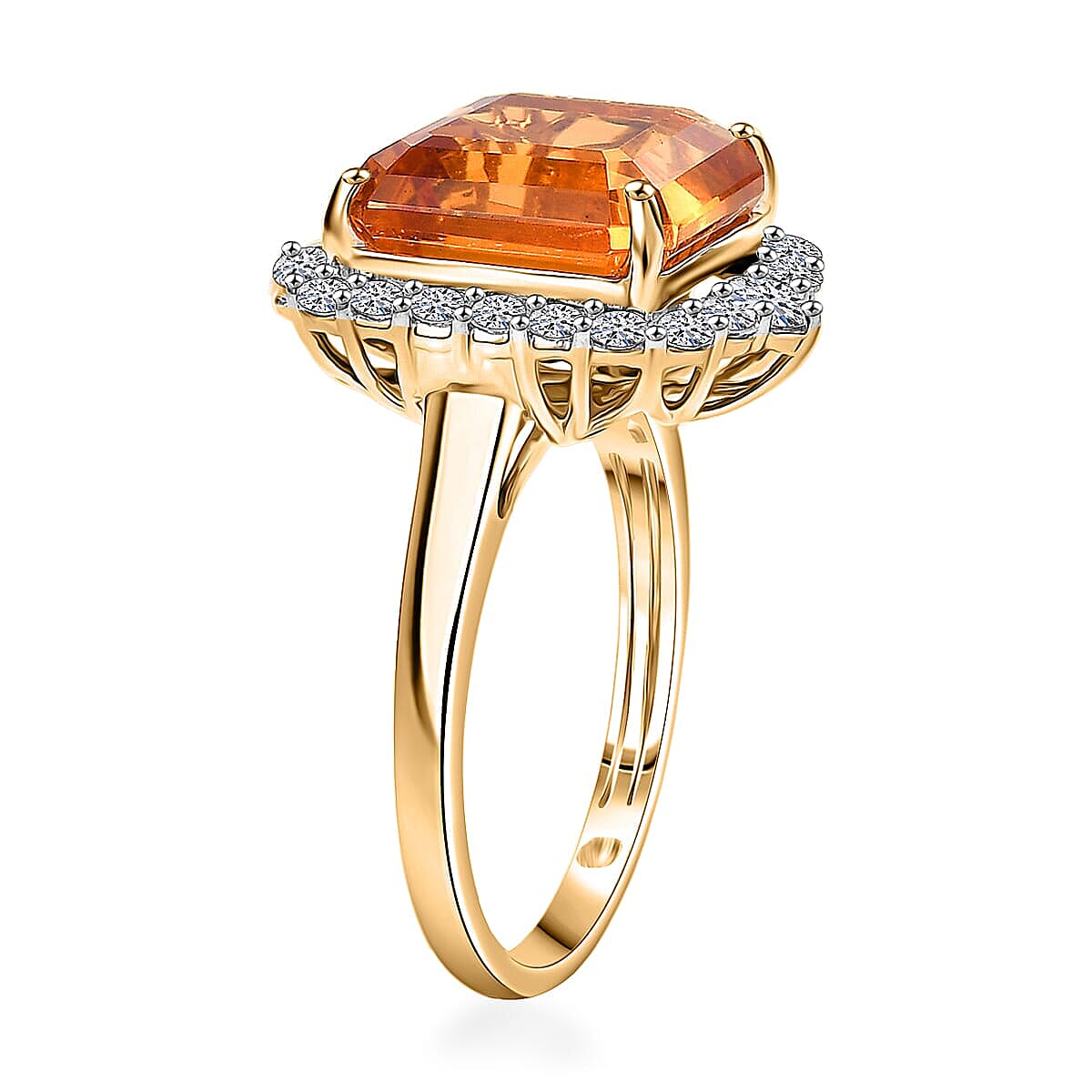 One Time Only 10K Yellow Gold AAA Asscher Cut Santa Ana Madeira Citrine, Luxuriant Lab Grown Diamond (G-H, SI) (0.80 cts) Ring (Size 5.5) 8.45 ctw image number 3