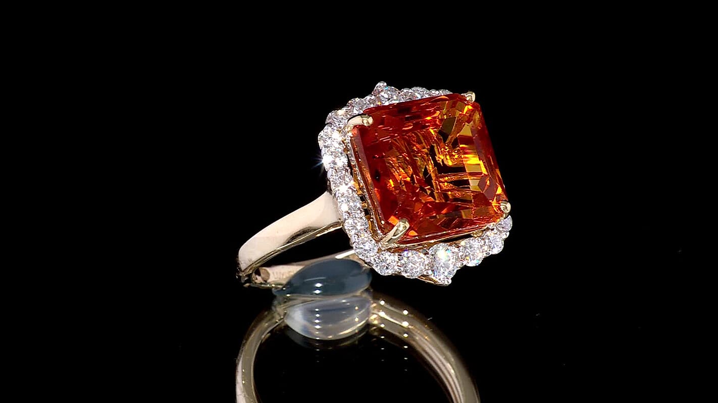 10K Yellow Gold AAA Asscher Cut Santa Ana Madeira Citrine, Luxuriant Lab Grown Diamond (G-H, SI) (0.80 cts) Ring (Size 10.0) 8.45 ctw