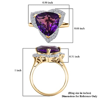 AAA Brejinho Amethyst and G-H SI Luxuriant Lab Grown Diamond 6.02 ctw Ring in 10K Yellow Gold (Size 6.0)