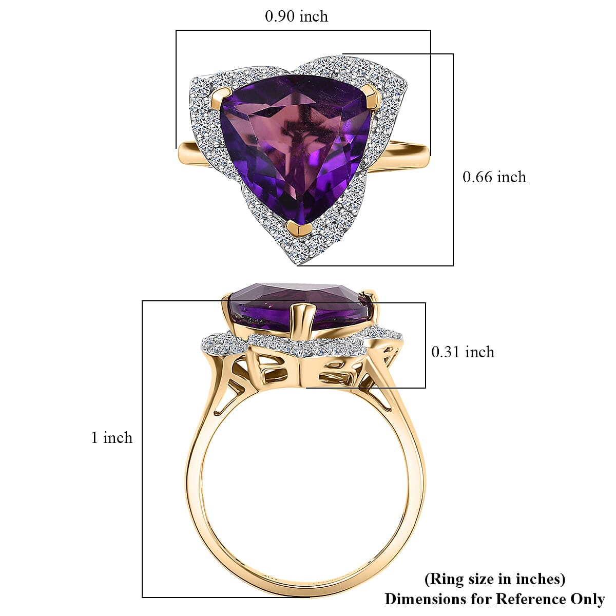 AAA Brejinho Amethyst and G-H SI Luxuriant Lab Grown Diamond 6.02 ctw Ring in 10K Yellow Gold (Size 9.0) image number 4