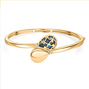 Mojave Blue Turquoise and White Zircon 8.00 ctw Bangle Bracelet in 18K YG Plated (7.50 In)