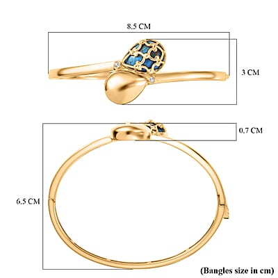 Mojave Blue Turquoise and White Zircon 8.00 ctw Bangle Bracelet in 18K YG Plated (7.50 In)