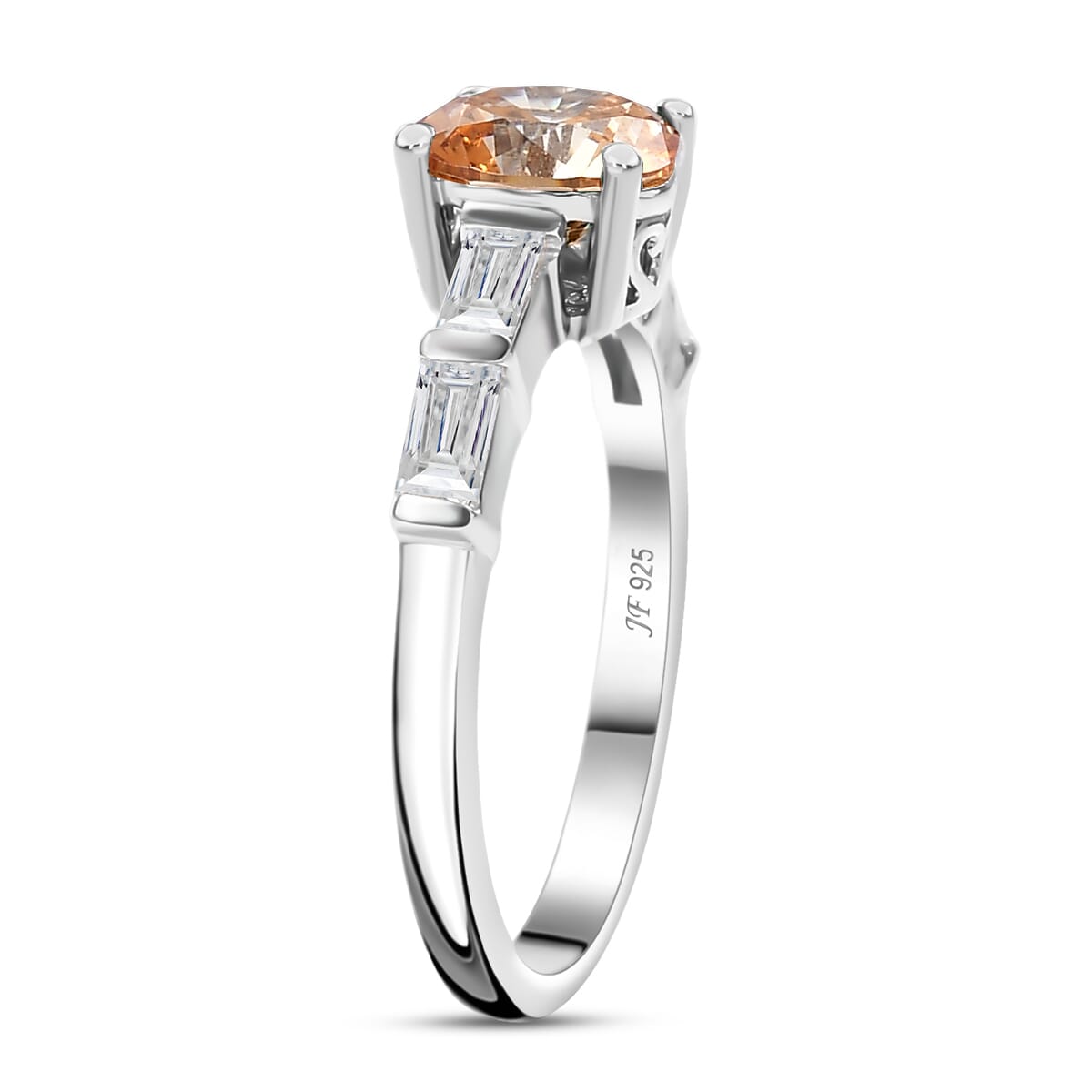 J Francis Embellished with Amber and White Zirconia by Swarovski 3.00 ctw Ring in Platinum Over Sterling Silver (Size 7.0) image number 3
