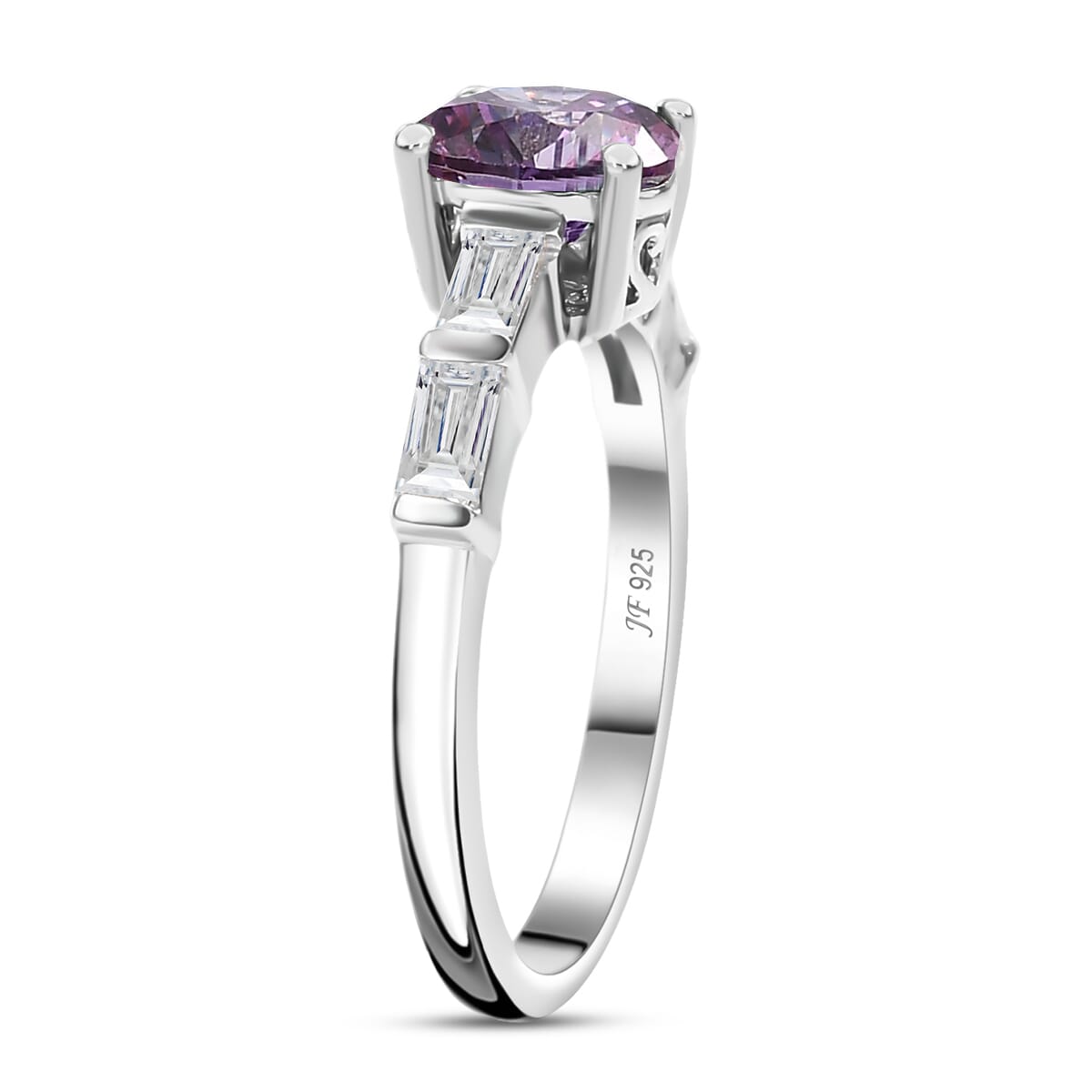J Francis Embellished with Fancy Purple and White Zirconia by Swarovski 3.10 ctw Ring in Platinum Over Sterling Silver (Size 7.0) image number 3