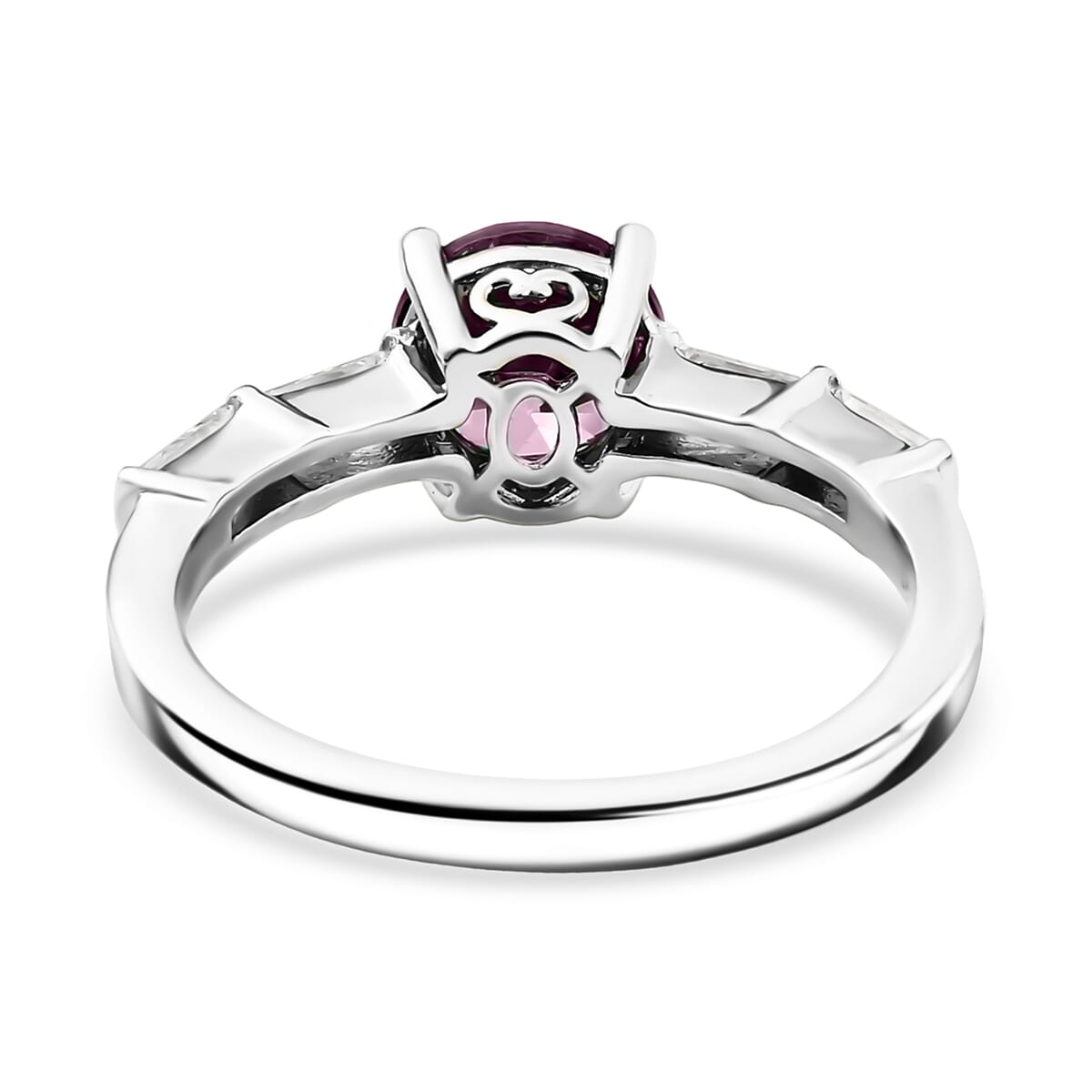 J Francis Embellished with Fancy Purple and White Zirconia by Swarovski 3.10 ctw Ring in Platinum Over Sterling Silver (Size 7.0) image number 4