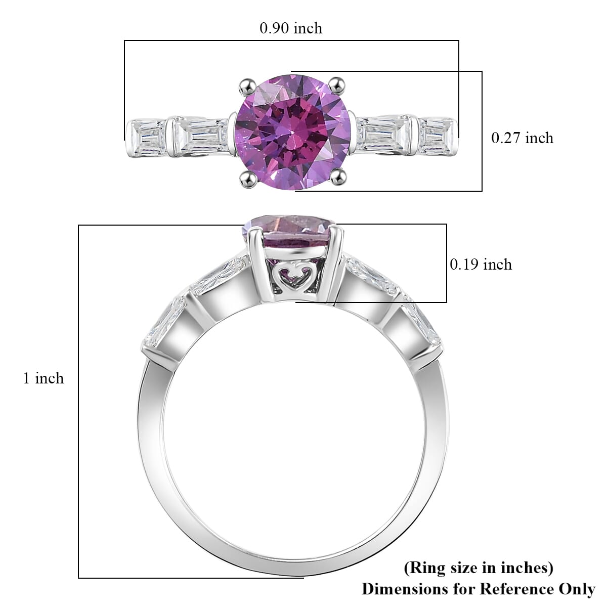 J Francis Embellished with Fancy Purple and White Zirconia by Swarovski 3.10 ctw Ring in Platinum Over Sterling Silver (Size 7.0) image number 5