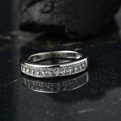 J Francis Embellished with Zirconia by Swarovski 1.40 ctw Infinite Grace Band Ring in Platinum Over Sterling Silver (Size 10.0)
