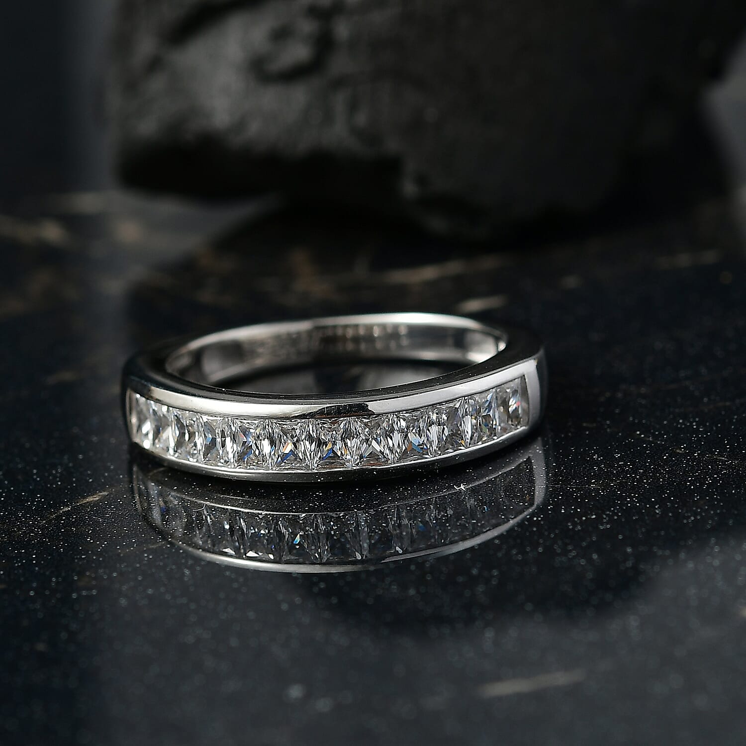 J Francis Embellished with Zirconia by Swarovski 1.40 ctw Infinite Grace Band Ring in Platinum Over Sterling Silver