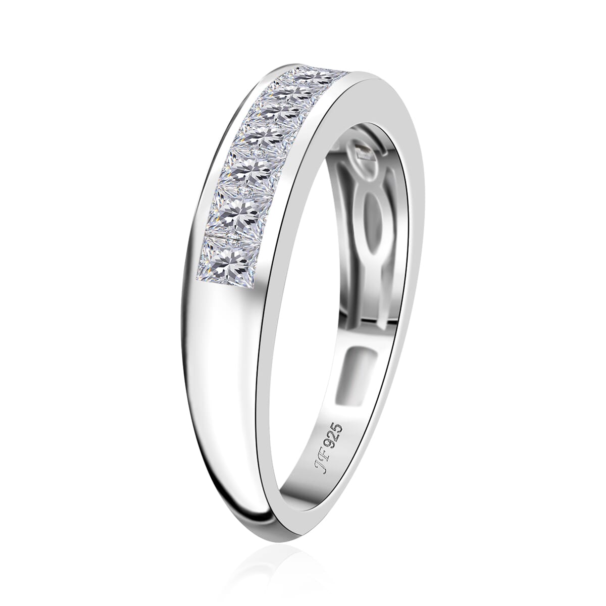J Francis Embellished with Zirconia by Swarovski 1.40 ctw Band Ring in Platinum Over Sterling Silver (Size 7.0) image number 3