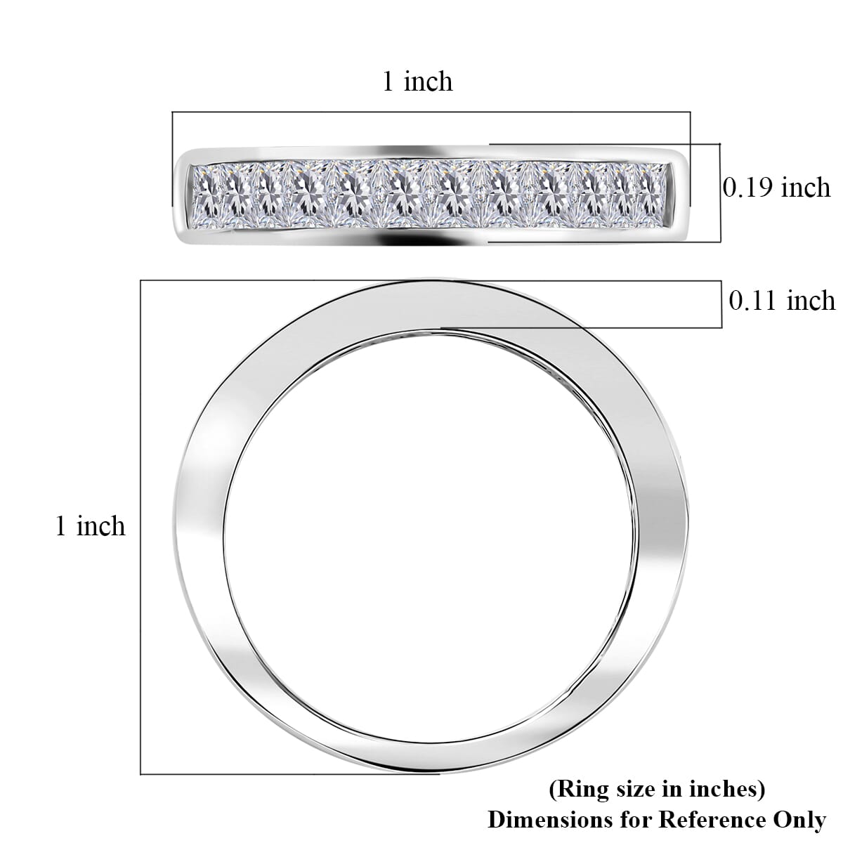 J Francis Embellished with Zirconia by Swarovski 1.40 ctw Band Ring in Platinum Over Sterling Silver (Size 7.0) image number 5