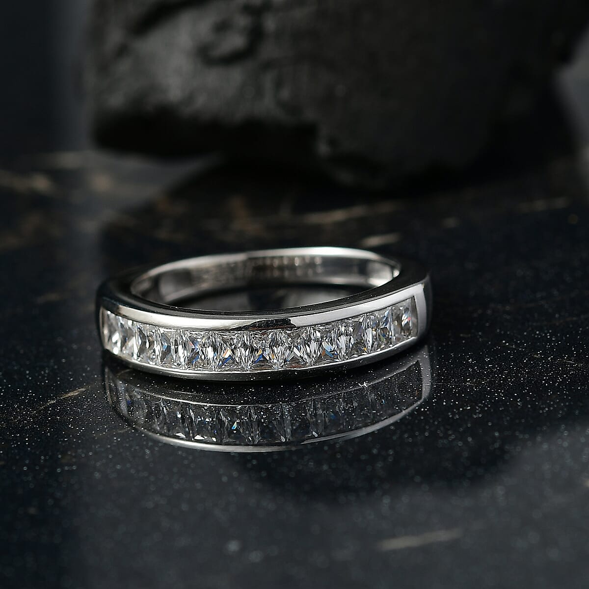 J Francis Embellished with Zirconia by Swarovski 1.40 ctw Infinite Grace Band Ring in Platinum Over Sterling Silver (Size 8.0) image number 1