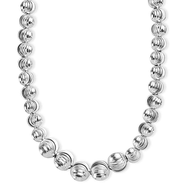 Diamond-Cut Beaded Chain Necklace in Sterling Silver 20.50 Grams 20 Inches