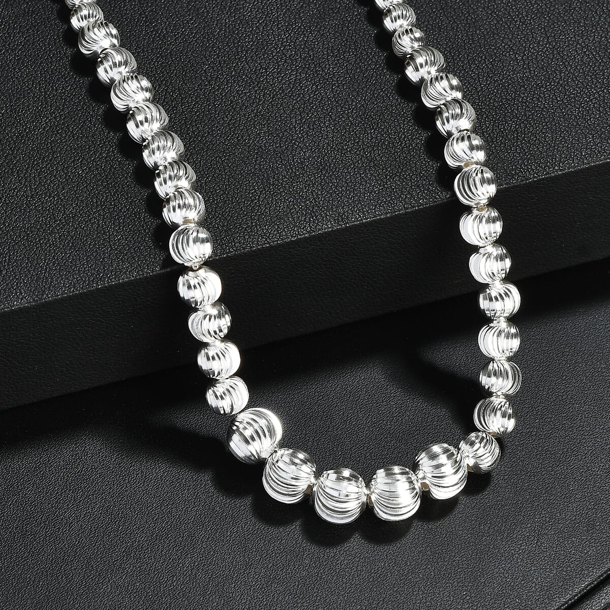 Beaded Chain Necklace in Sterling Silver 21.75 Grams 20 Inches image number 1