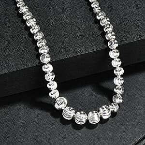 Diamond-Cut Beaded Chain Necklace in Sterling Silver 20.50 Grams 20 Inches