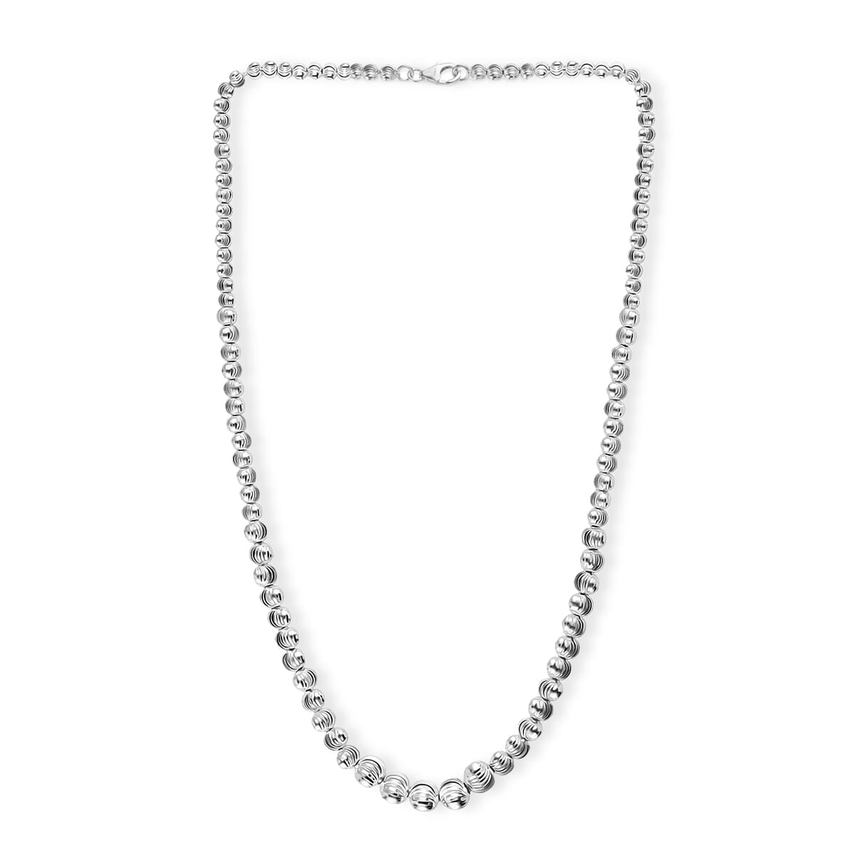 Beaded Chain Necklace in Sterling Silver 21.75 Grams 20 Inches image number 3