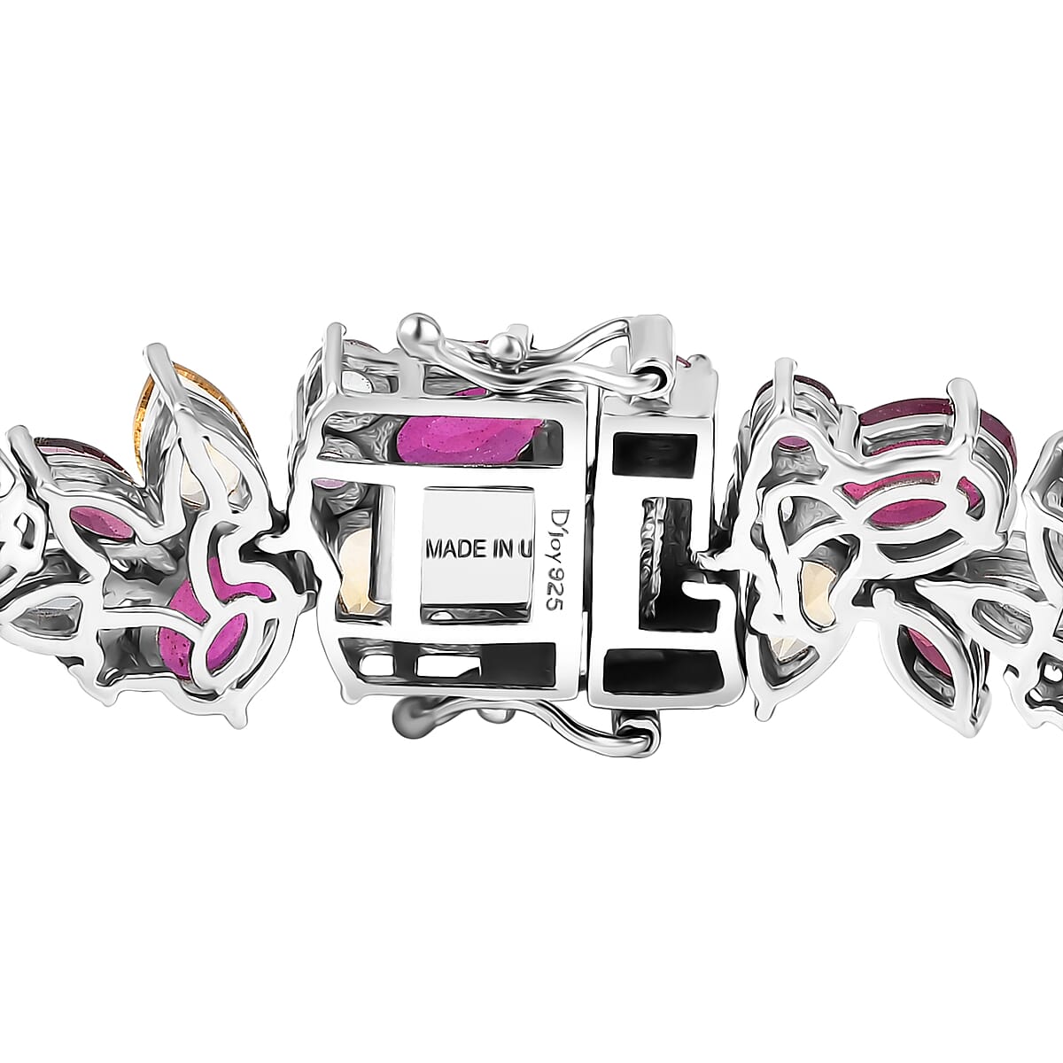 D'Joy Niassa Ruby (FF), Multi Gemstone 40.25 ctw Royal Bloom Symphony Bracelet in Rhodium Over Sterling Silver (6.50 In) image number 3