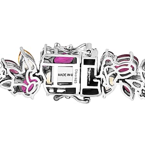 D'Joy Multi Gemstone 40.25 ctw Bracelet in Rhodium Over Sterling Silver (6.50 In)