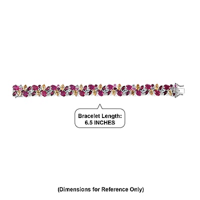 D'Joy Niassa Ruby (FF), Multi Gemstone 40.25 ctw Royal Bloom Symphony Bracelet in Rhodium Over Sterling Silver (6.50 In)