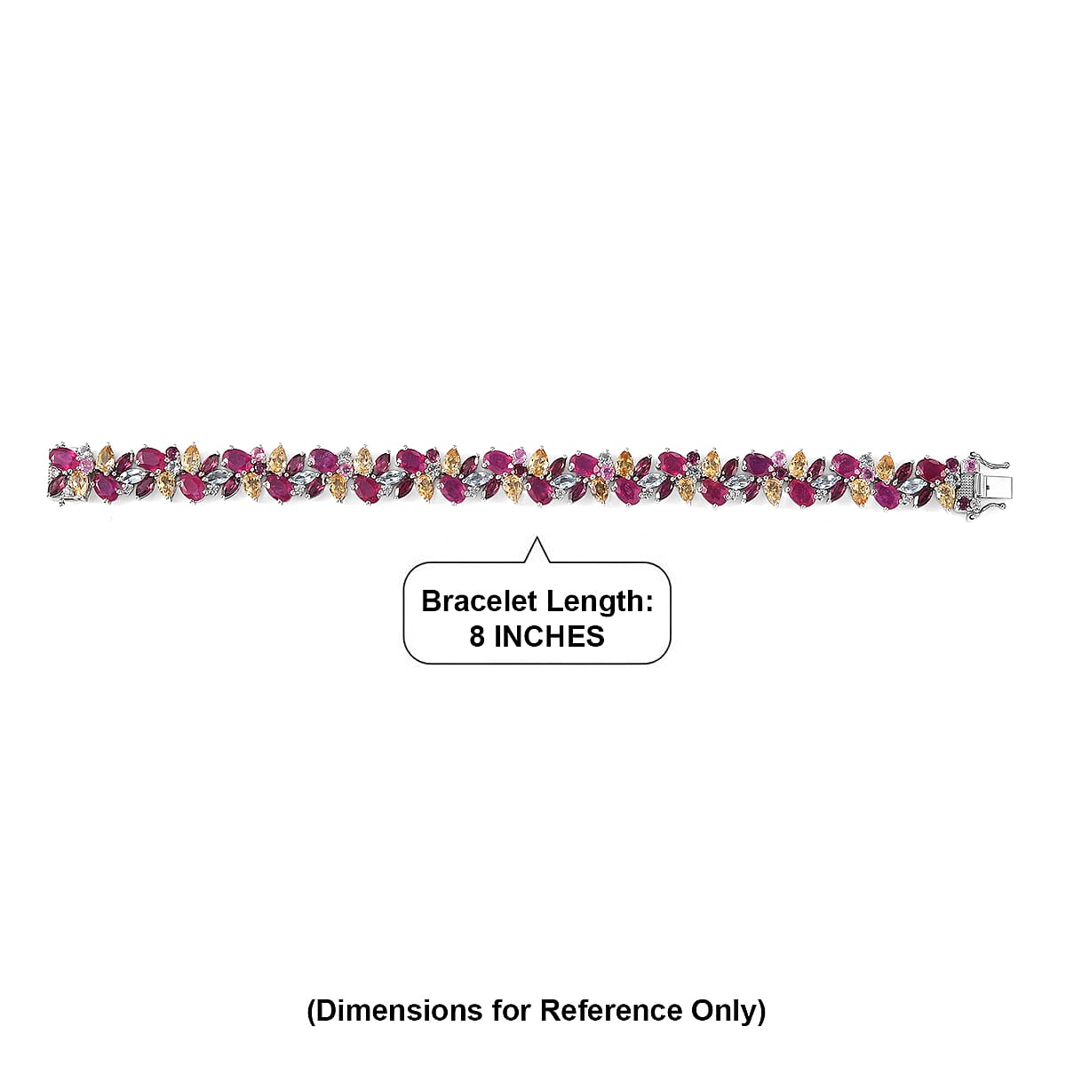 D'Joy Niassa Ruby and Multi Gemstone 45.40 ctw Bracelet in Rhodium Over Sterling Silver (8.00 In) image number 4