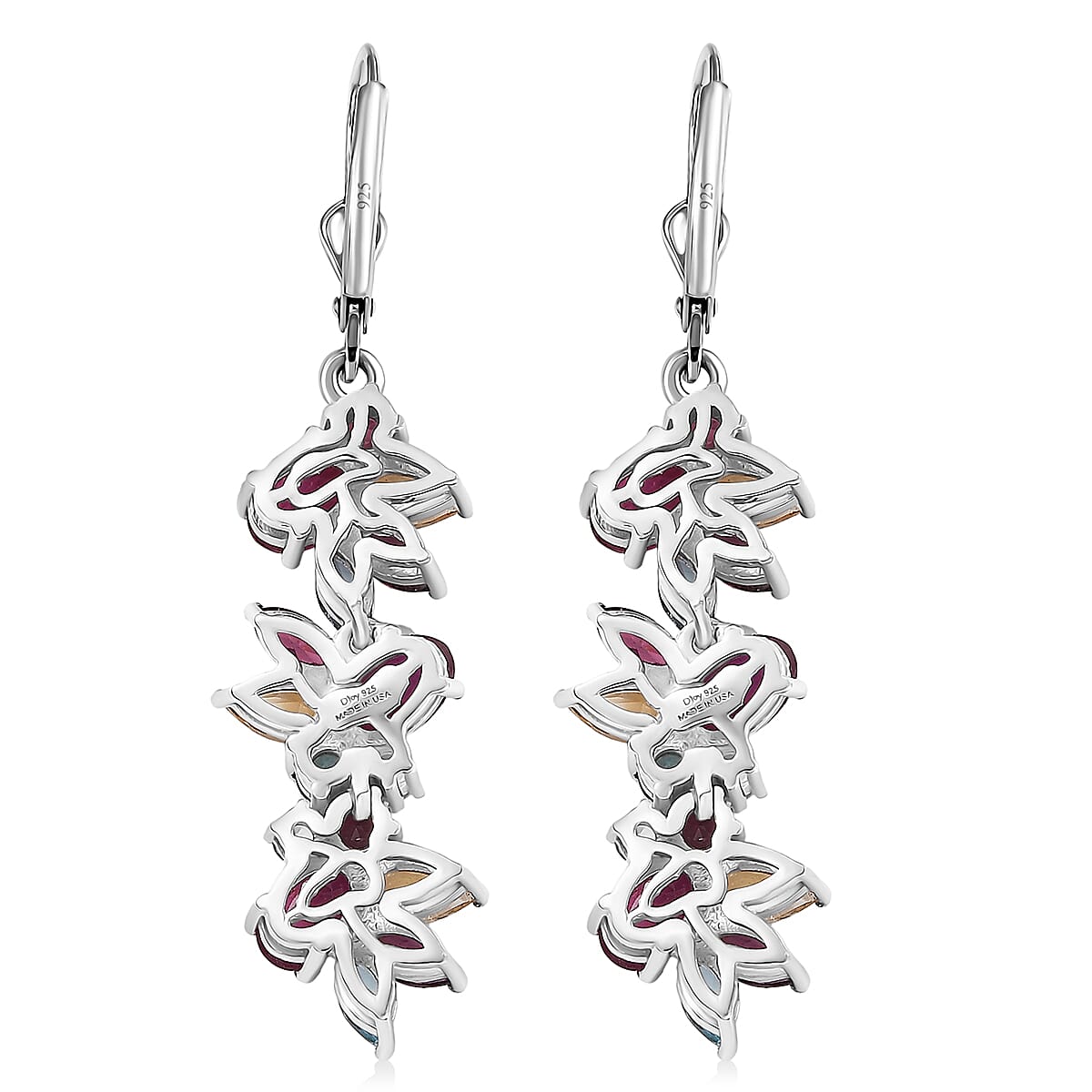 D'Joy Niassa Ruby (FF) and Multi Gemstone 8.45 ctw Earrings in Rhodium Over Sterling Silver image number 5