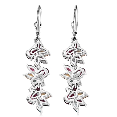 D'Joy Niassa Ruby (FF), Multi Gemstone 8.45 ctw Earrings in Rhodium Over Sterling Silver