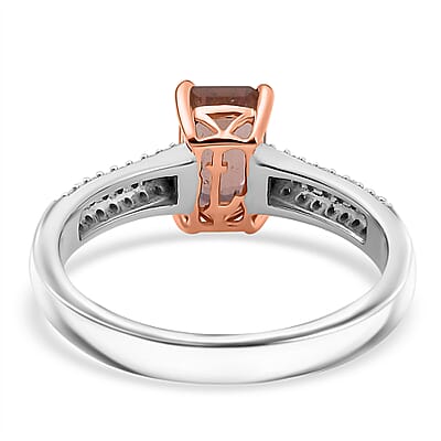 Premium Blush Tourmaline and E-F VS Luxuriant Lab Grown Diamond 2.00 ctw Crownlight Ring in 10K White and Rose Gold (Size 7.0)