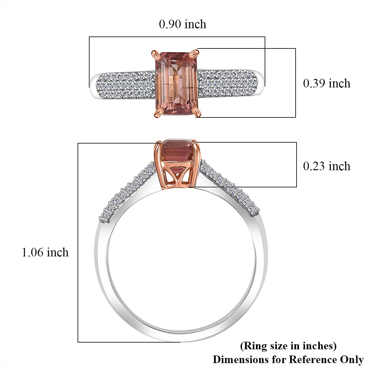 Premium Blush Tourmaline and E-F VS Luxuriant Lab Grown Diamond 2.00 ctw Crownlight Ring in 10K White and Rose Gold (Size 7.0) image number 5