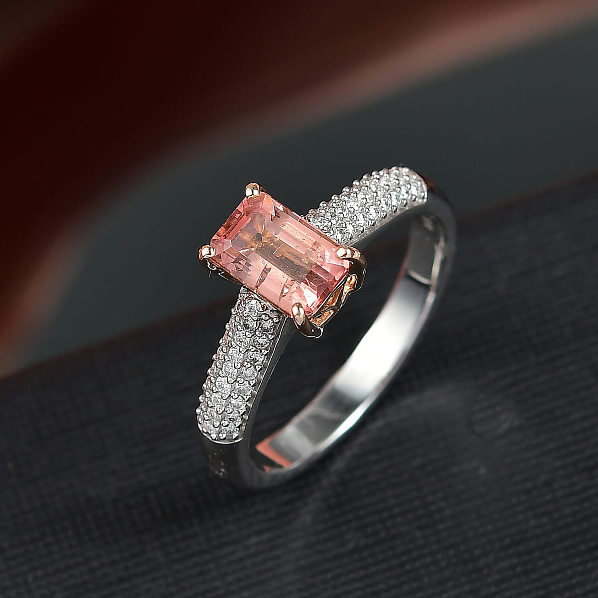 10K White and Rose Gold Premium Blush Tourmaline, Luxuriant Lab Grown Diamond (E-F, VS) Ring (Size 8.5) 2.00 ctw image number 1