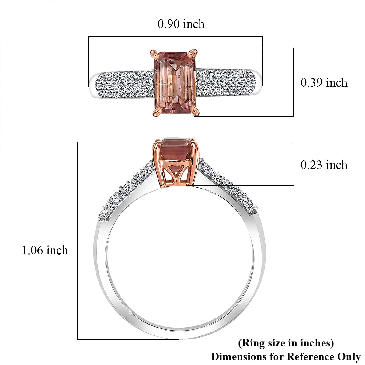 10K White and Rose Gold Premium Blush Tourmaline, Luxuriant Lab Grown Diamond (E-F, VS) Ring (Size 8.5) 2.00 ctw image number 5