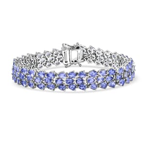 D’Joy Tanzanite Bracelet in Rhodium Over Sterling Silver (6.50 In) 17.00 ctw