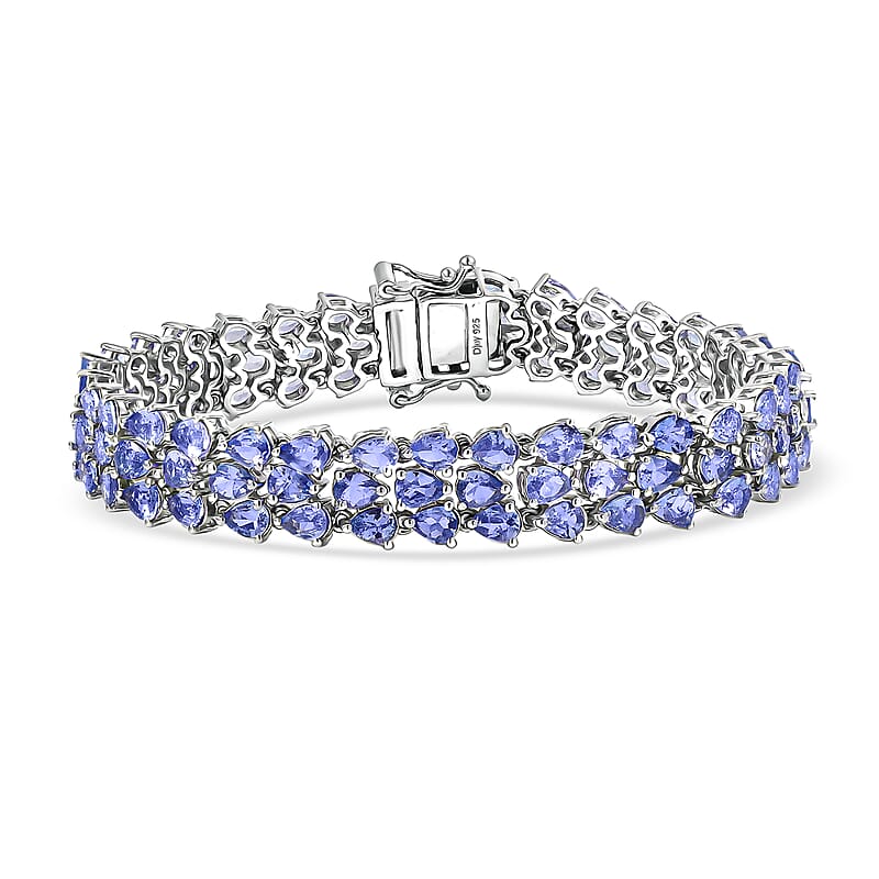 D'Joy Tanzanite 17.00 ctw Wisteria Blossom Bracelet in Rhodium Over Sterling Silver (6.50 In)
