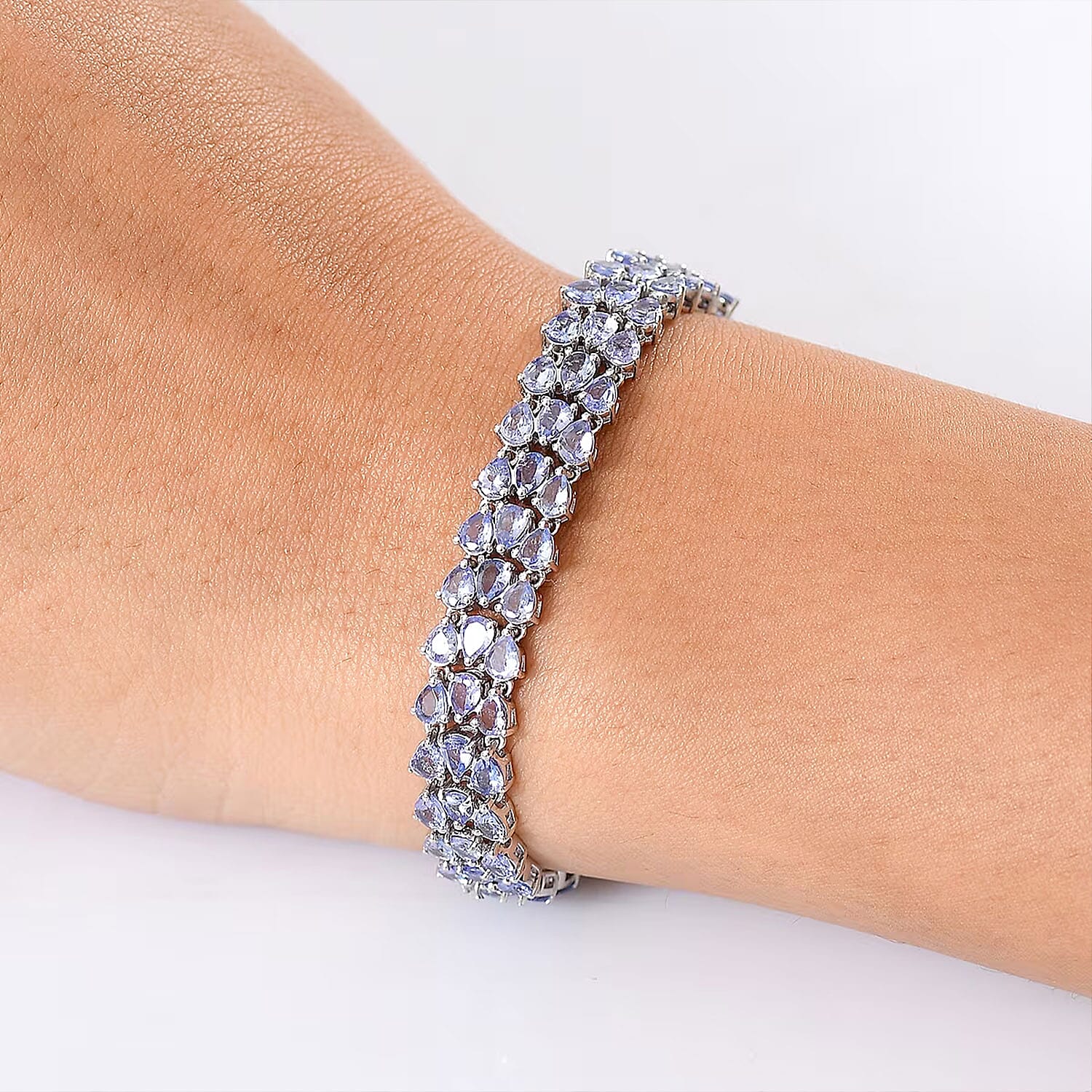 D'Joy Tanzanite 17.00 ctw Wisteria Blossom Bracelet in Rhodium Over Sterling Silver (6.50 In)
