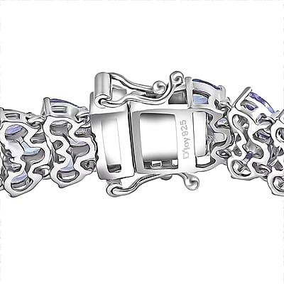 D'Joy Tanzanite 17.00 ctw Wisteria Blossom Bracelet in Rhodium Over Sterling Silver (6.50 In)