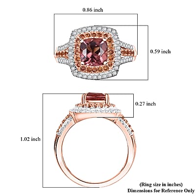 D'Joy Red Apatite and Multi Gemstone 2.65 ctw Crown Inferno Ring in 18K Vermeil Rose Gold Over Sterling Silver (Size 10.0)