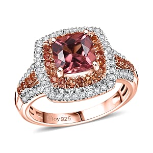 D'Joy Red Apatite and Multi Gemstone 2.65 ctw Crown Inferno Ring in 18K Vermeil Rose Gold Over Sterling Silver (Size 8.0)