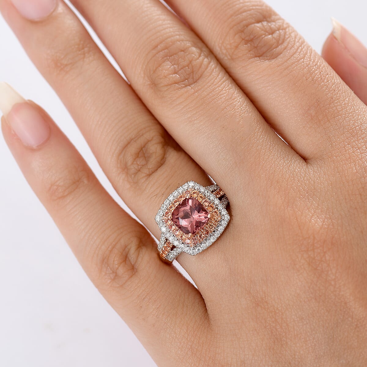 D'Joy Red Apatite and Multi Gemstone 2.65 ctw Crown Inferno Ring in 18K Vermeil Rose Gold Over Sterling Silver (Size 8.0) image number 2