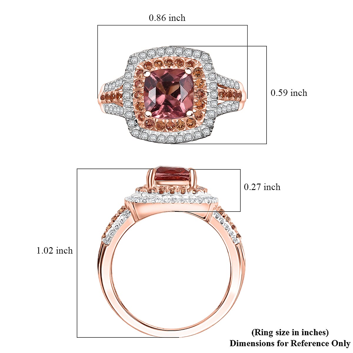 D'Joy Red Apatite and Multi Gemstone 2.65 ctw Crown Inferno Ring in 18K Vermeil Rose Gold Over Sterling Silver (Size 8.0) image number 5