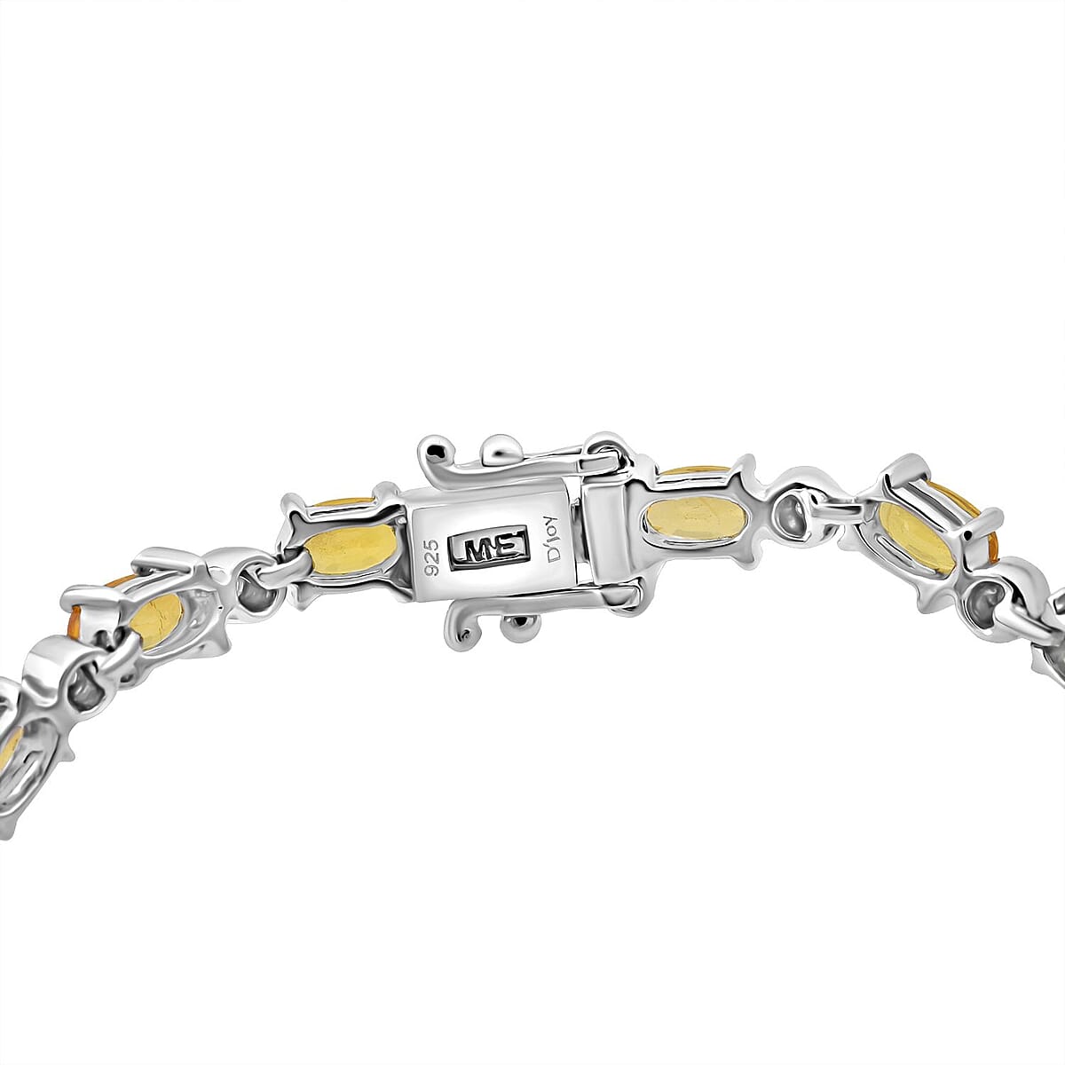 Madagascar Yellow Sapphire and G-H SI Luxuriant Lab Grown Diamond 8.60 ctw Art Deco Bracelet in Rhodium Over Sterling Silve (8.00 In) image number 2