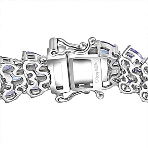 D'Joy Tanzanite 19 ctw Wisteria Blossom Bracelet in Rhodium Over Sterling Silver (7.25 In)