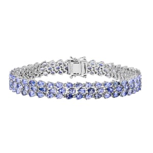 D’Joy Tanzanite 17.35 ctw Bracelet in Rhodium Over Sterling Silve (8.00 In) 