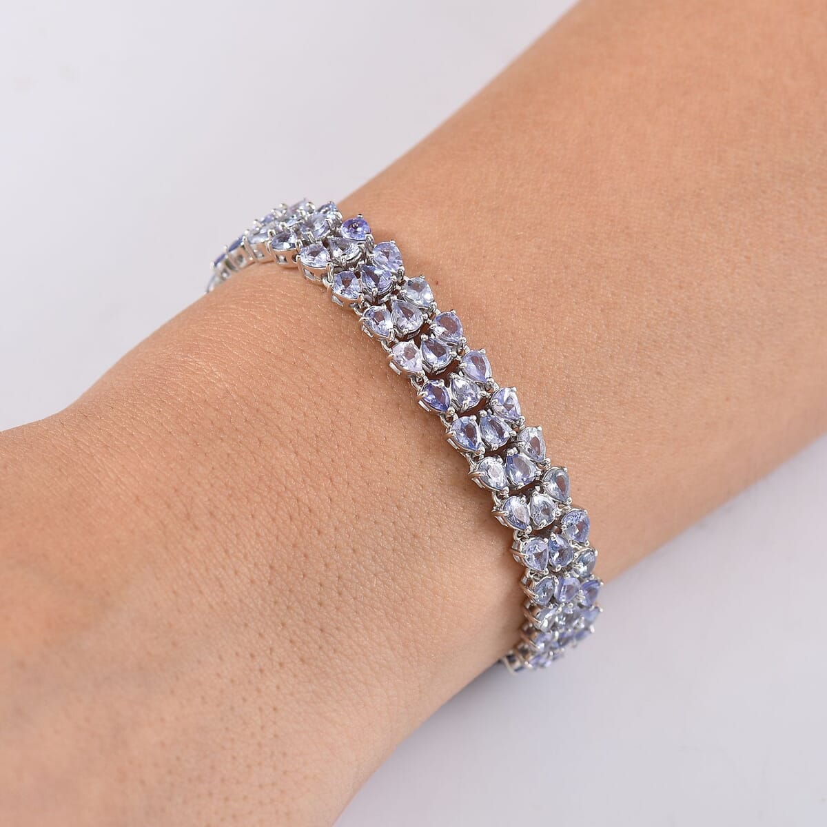 D’Joy Tanzanite 18.90 ctw Bracelet in Rhodium Over Sterling Silver (8.00 In) image number 2