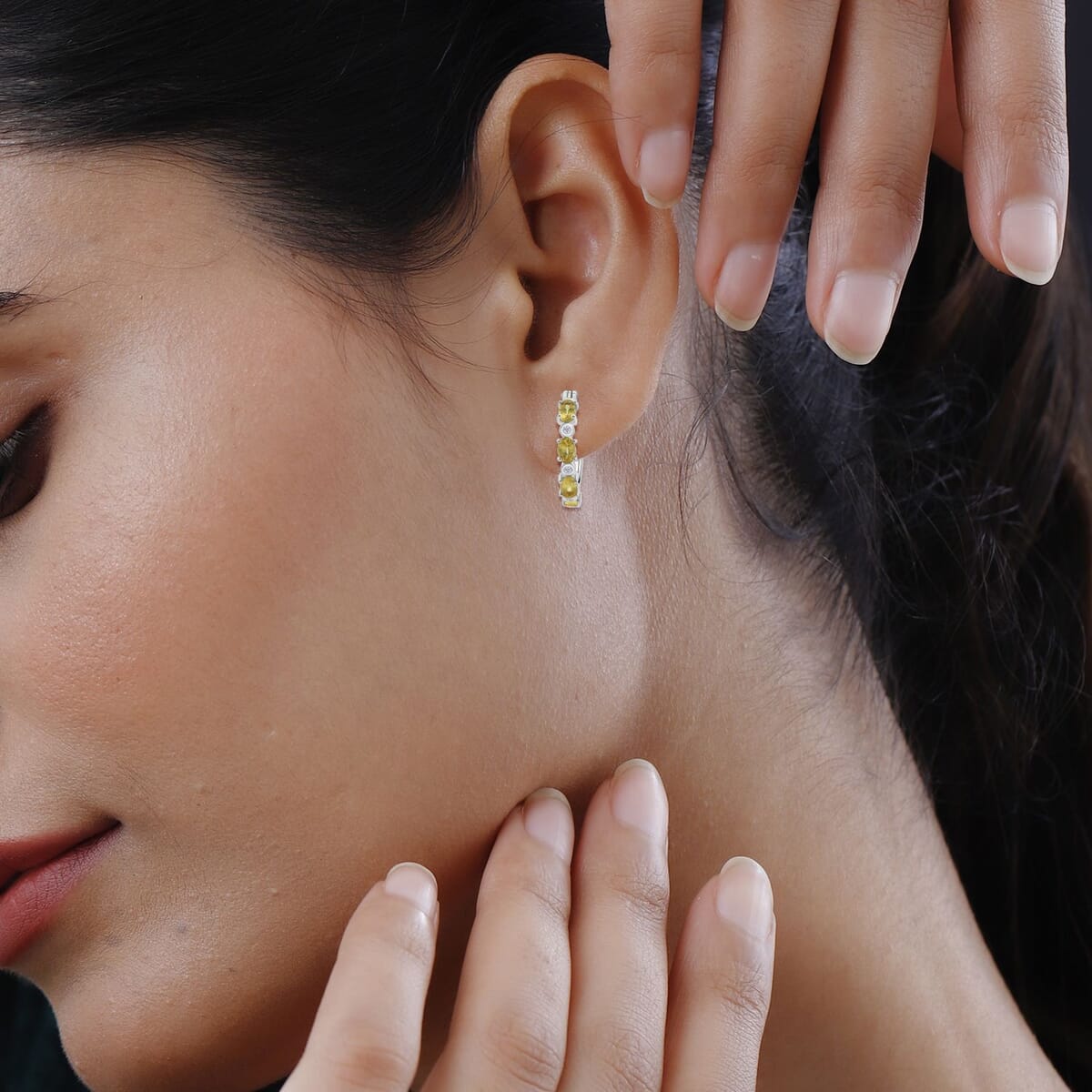 Madagascar Yellow Sapphire and Luxurint Lab Grown Diamond 2.65 ctw Sunlit Embrace Earrings in Rhodium Over Sterling Silver image number 2