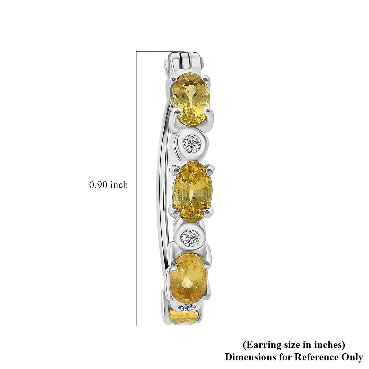 Madagascar Yellow Sapphire and Luxuriant Lab Grown Diamond 2.65 ctw Art Deco Hoop Earrings in Rhodium Over Sterling Silver